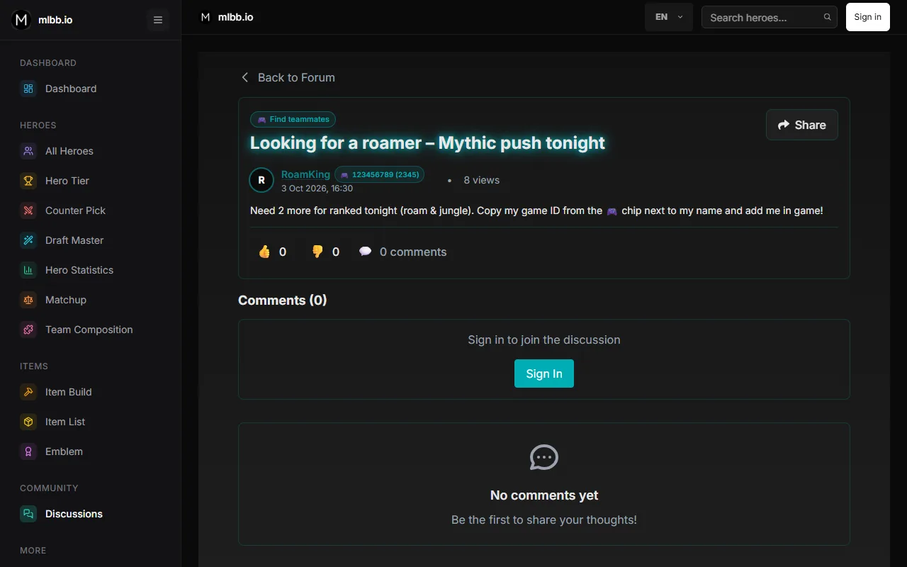 Forum post with the game ID chip