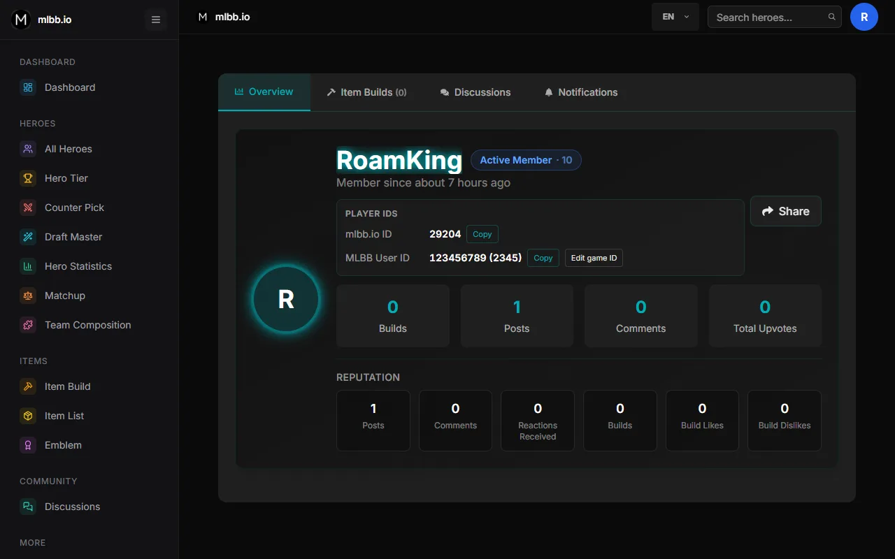 Profile now: Player IDs card